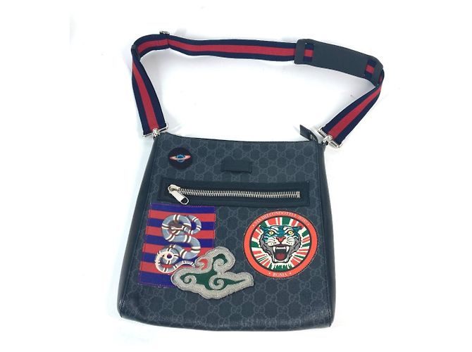 Borsa a tracolla Gucci GG Tiger Patch Courier Nero Multicolore - vista 12