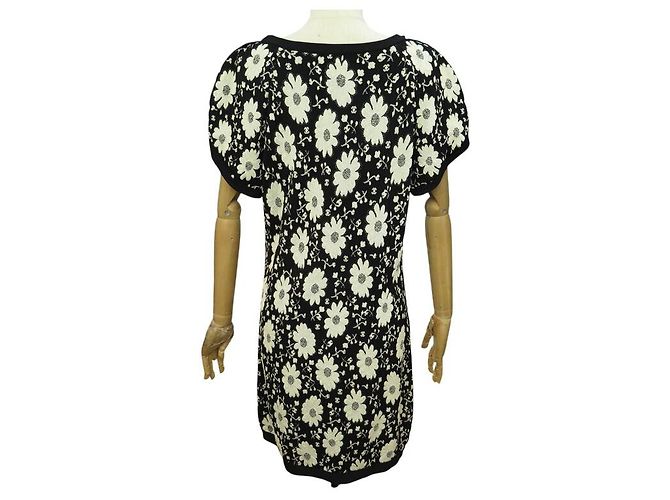 VESTIDO CHANEL FLORES BOTONES LOGO CC P47676K06085 S 36 EN ALGODÓN NEGRO - vista 3