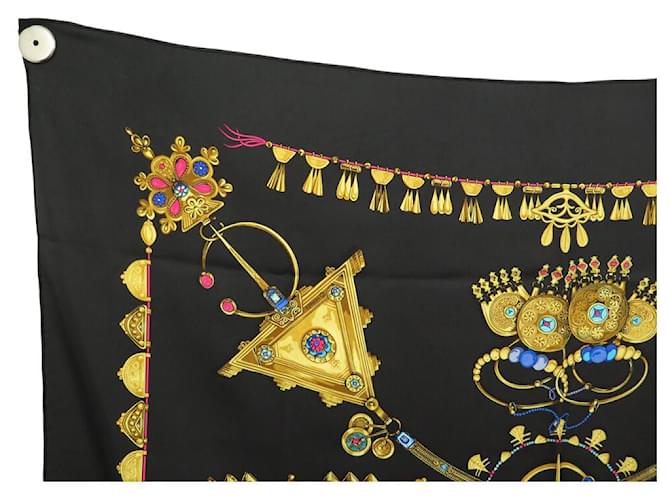 Hermès SCARF HERMES PARURES DES SABLES BOURTHOUMIEUX 90 SETA NERA Nero - vista 3