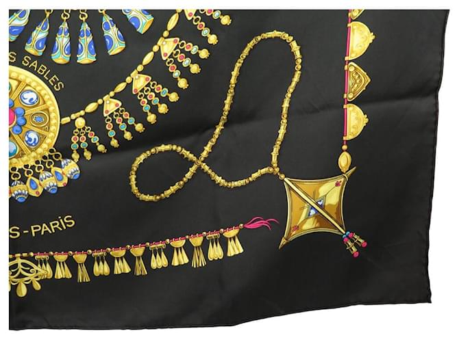 Hermès SCARF HERMES PARURES DES SABLES BOURTHOUMIEUX 90 SETA NERA Nero - vista 5