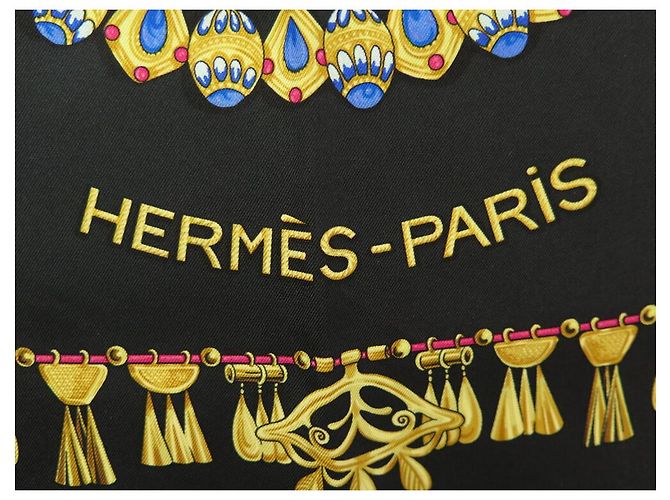 Hermès SCARF HERMES PARURES DES SABLES BOURTHOUMIEUX 90 SETA NERA Nero - vista 8