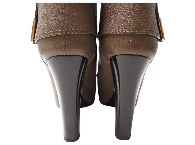 NUEVAS BOTAS LOUIS VUITTON QUEEN TALLA 39 TACÓN CUERO MARRÓN Castaño - vista 5