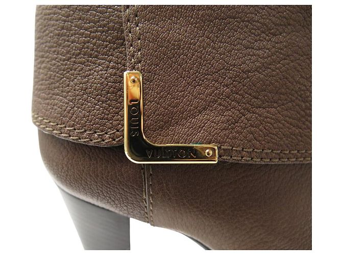 NUEVAS BOTAS LOUIS VUITTON QUEEN TALLA 39 TACÓN CUERO MARRÓN Castaño - vista 8