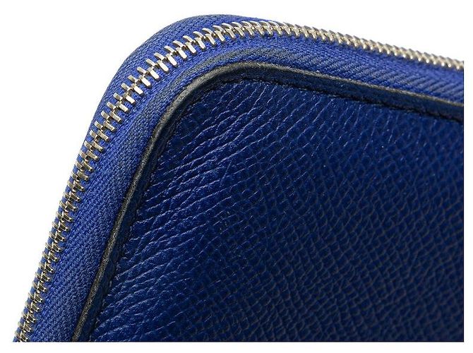 Hermès Portafoglio Hermes Azap Long in Epsom Blu - vista 4