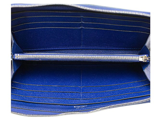 Hermès Portafoglio Hermes Azap Long in Epsom Blu - vista 7