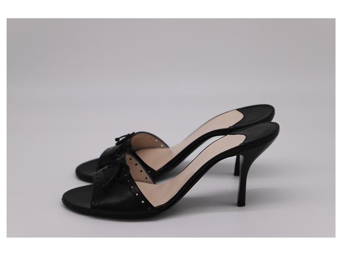 Timeless Sandali con tacco Chanel CC Bow in pelle nera Nero - vista 10
