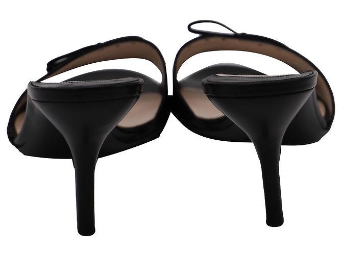Timeless Sandali con tacco Chanel CC Bow in pelle nera Nero - vista 3