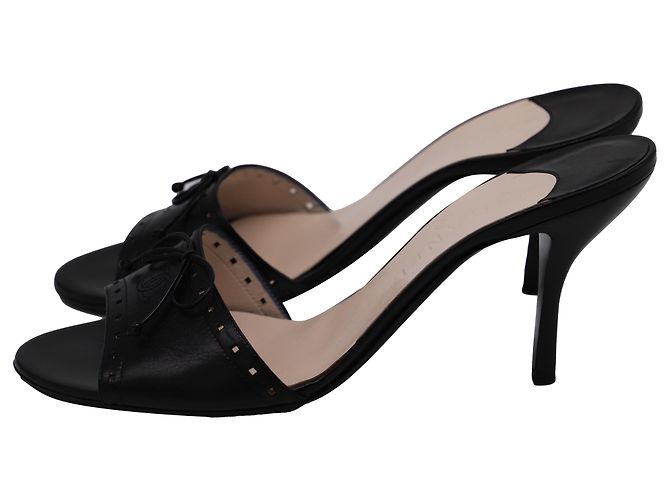 Timeless Sandali con tacco Chanel CC Bow in pelle nera Nero - vista 4