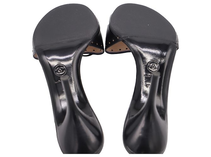 Timeless Sandali con tacco Chanel CC Bow in pelle nera Nero - vista 6