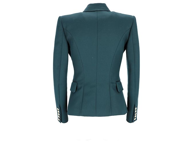 Blazer duplo abotoado adornado em lã verde Balmain - vista 10