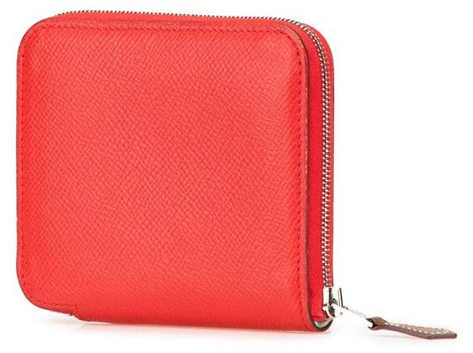 Hermès Portafoglio Hermes Azap Compact in seta nel cuoio Epsom Rosso - vista 2