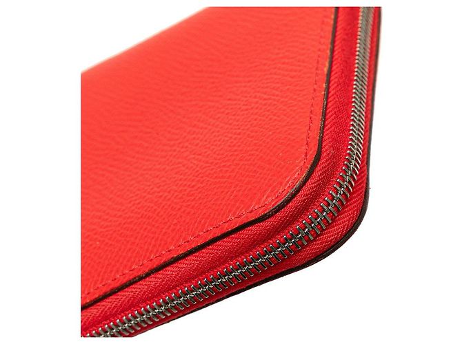 Hermès Portafoglio Hermes Azap Compact in seta nel cuoio Epsom Rosso - vista 5