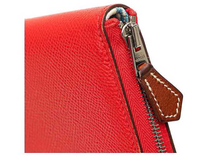 Hermès Portafoglio Hermes Azap Compact in seta nel cuoio Epsom Rosso - vista 7