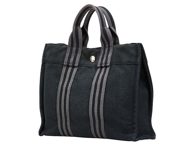 Hermès Herbag Canvas Tote Bag Schwarz - Ansicht 2
