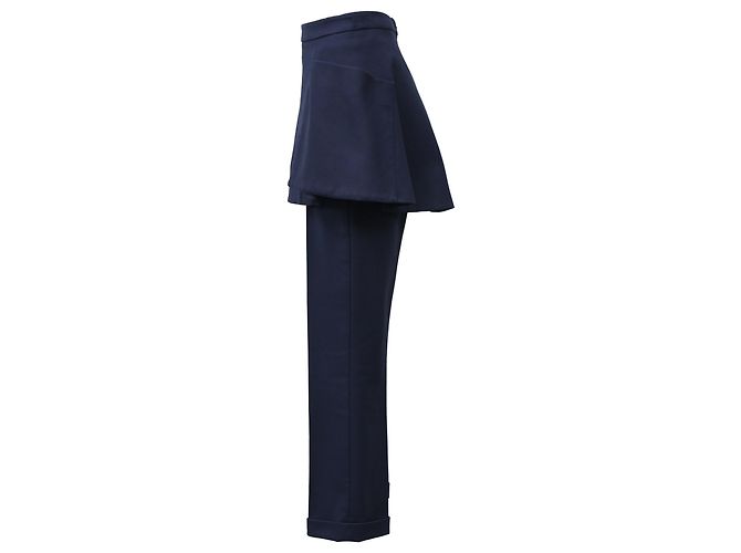 Pantalones rectos Dior con falda en algodón azul marino - vista 2