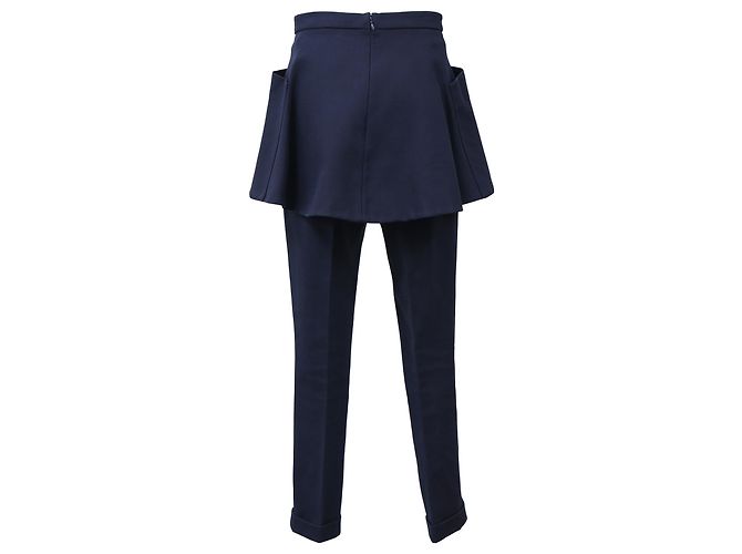 Pantalones rectos Dior con falda en algodón azul marino - vista 3