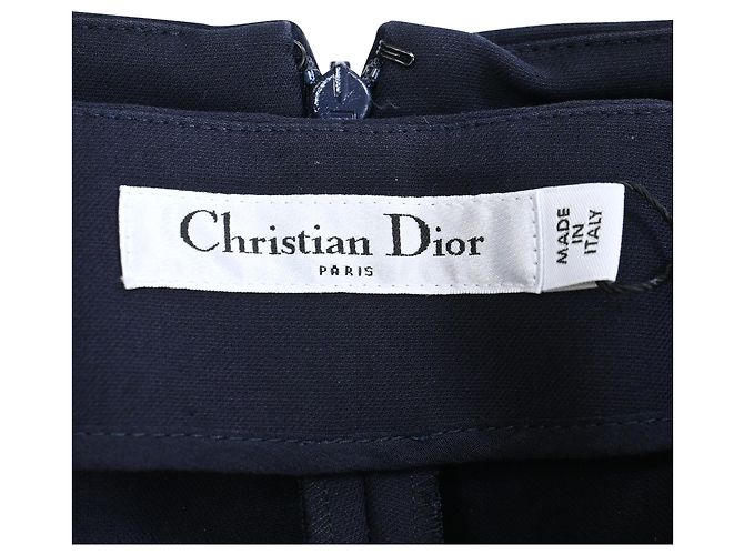 Pantalones rectos Dior con falda en algodón azul marino - vista 4
