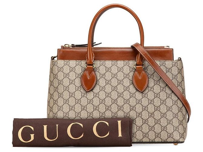 Borsa 2 in 1 Gucci GG Supreme Marrone Beige - vista 10