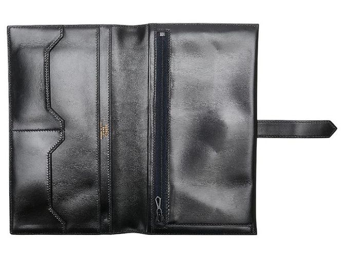 Portafoglio lungo in vitello box Béarn di Hermès Nero - vista 6