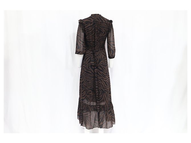 Vestido maxi envolvente con estampado de cebra Ba&Sh Selena en viscosa marrón Castaño - vista 10