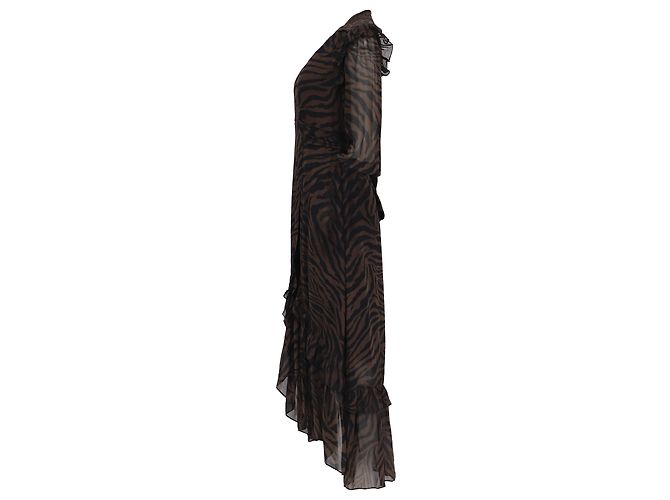 Vestido maxi envolvente con estampado de cebra Ba&Sh Selena en viscosa marrón Castaño - vista 2