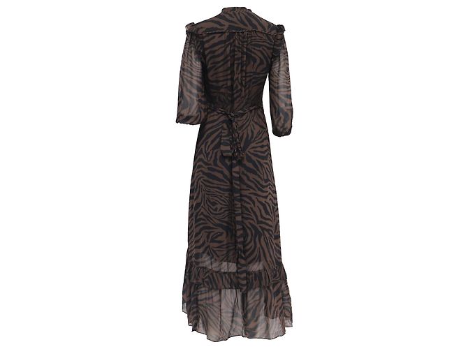 Vestido maxi envolvente con estampado de cebra Ba&Sh Selena en viscosa marrón Castaño - vista 3