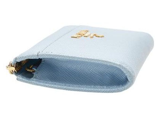 Billetera compacta de cuero Saffiano Prada Azul - vista 4