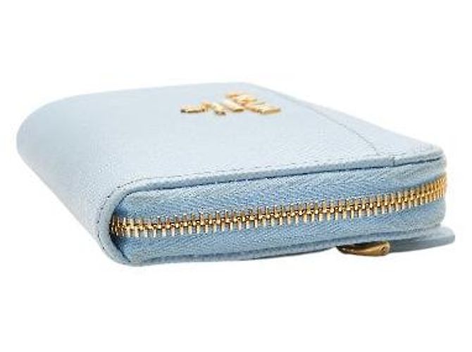 Billetera compacta de cuero Saffiano Prada Azul - vista 5