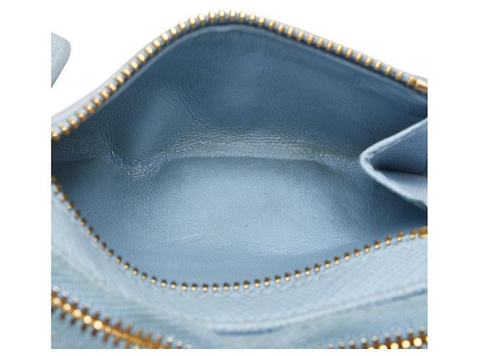 Billetera compacta de cuero Saffiano Prada Azul - vista 8
