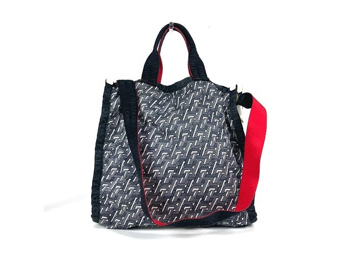 Borsa 2WAY con logo Christian Louboutin Nero Bianco Rosso - vista 2