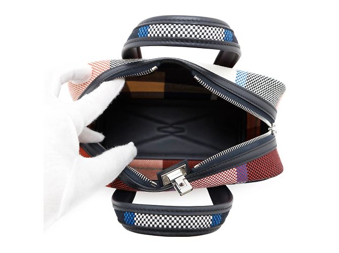 Borsa Mini Tote Foult Victoria 3 di Hermès Marrone Nero Crudo Blu scuro - vista 6