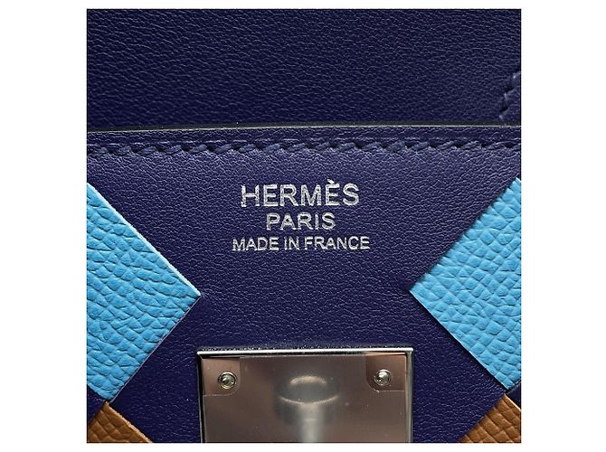 Hermès Borsa Tote Hermes Birkin 30 in blu Traceage - vista 14