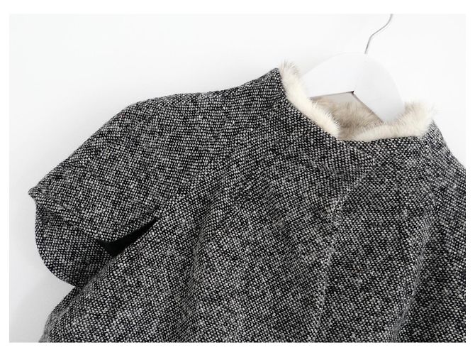 Prada Fall 2007 Mink Collar Tweed Jacket Grey Dark grey - view 2