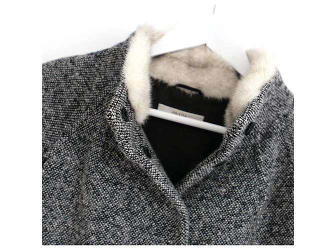 Prada Fall 2007 Mink Collar Tweed Jacket Grey Dark grey - view 5