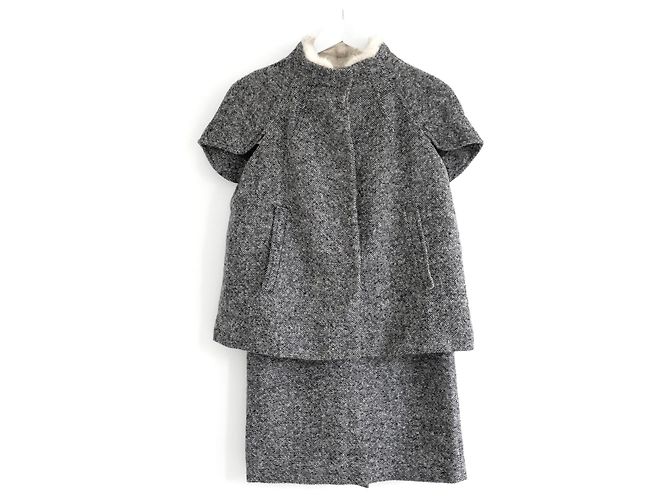 Prada Fall 2007 Mink Collar Tweed Jacket Grey Dark grey - view 9