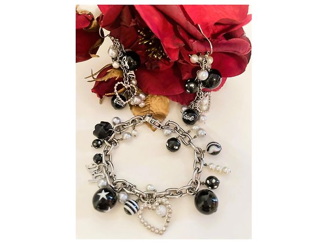 Splendida parure gioielli DOLCE & GABBANA bracciale orecchini Nero Argento Bianco - vista 11