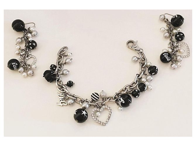 Splendida parure gioielli DOLCE & GABBANA bracciale orecchini Nero Argento Bianco - vista 6