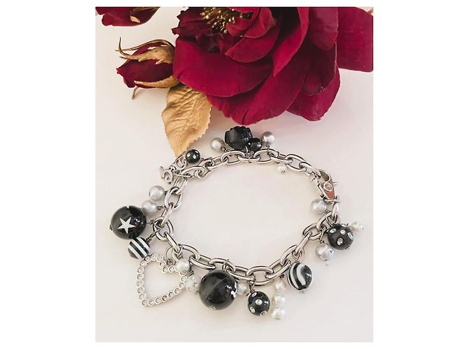 Splendida parure gioielli DOLCE & GABBANA bracciale orecchini Nero Argento Bianco - vista 9