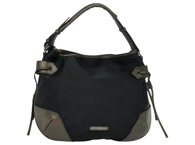 Borsa a spalla in nylon nero Auth BA3541 di BURBERRY - vista 13