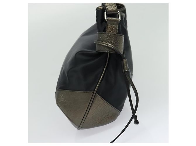 Borsa a spalla in nylon nero Auth BA3541 di BURBERRY - vista 4