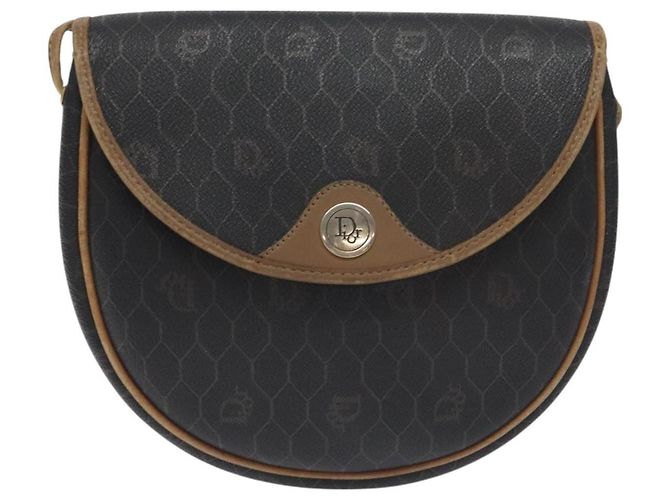 Borsa a spalla in tela a nido d'ape Christian Dior PVC nera e oro Auth 131125 Nero D'oro - vista 13