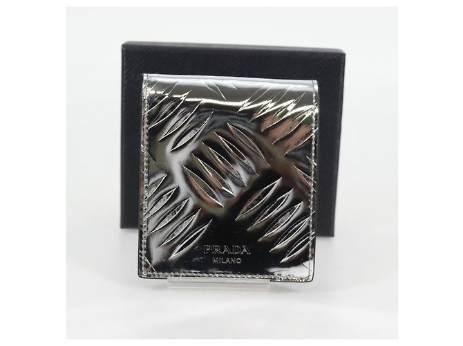 PRADA Geldbörse Lackleder Silber Auth 127893M - Ansicht 12