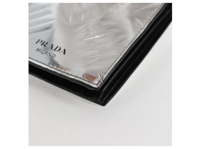 PRADA Geldbörse Lackleder Silber Auth 127893M - Ansicht 14