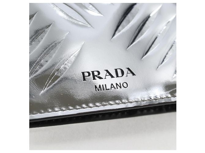 PRADA Geldbörse Lackleder Silber Auth 127893M - Ansicht 17