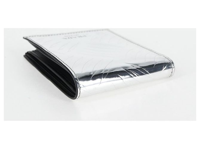 PRADA Geldbörse Lackleder Silber Auth 127893M - Ansicht 5