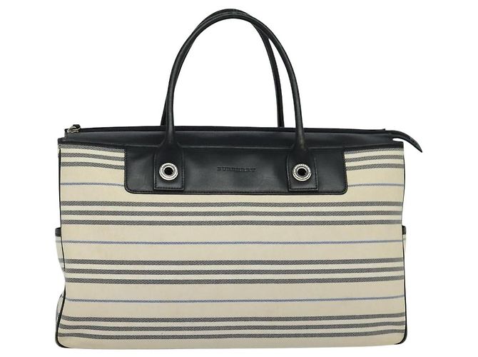 BURBERRY Nova Check Boston Tasche aus Canvas Beige Silber Authentisch ti3201 - Ansicht 13