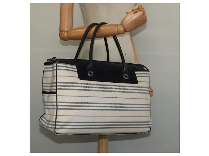 BURBERRY Nova Check Boston Tasche aus Canvas Beige Silber Authentisch ti3201 - Ansicht 20