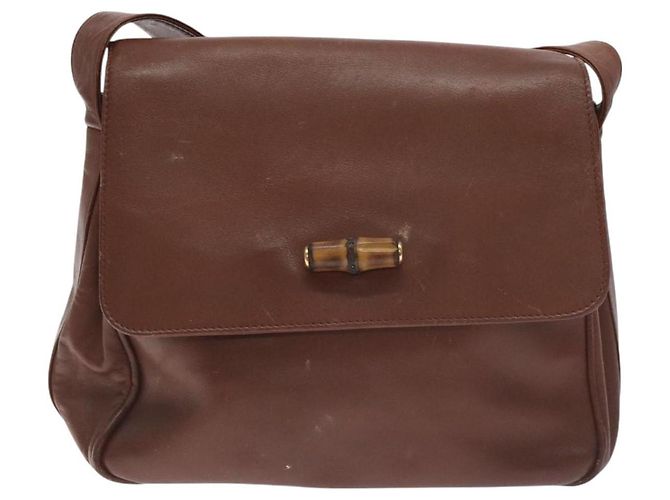 Borsa a Spalla Gucci Bamboo in Pelle Marrone Oro 001 14 1571 Auth fm4767 D'oro - vista 13