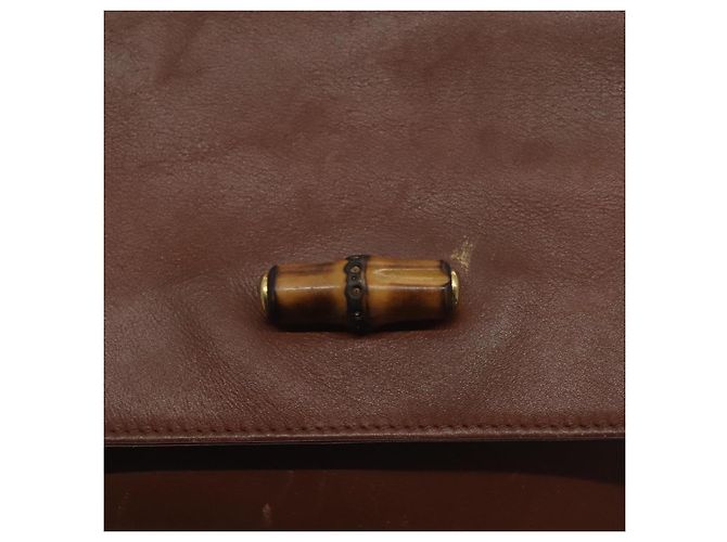 Borsa a Spalla Gucci Bamboo in Pelle Marrone Oro 001 14 1571 Auth fm4767 D'oro - vista 18