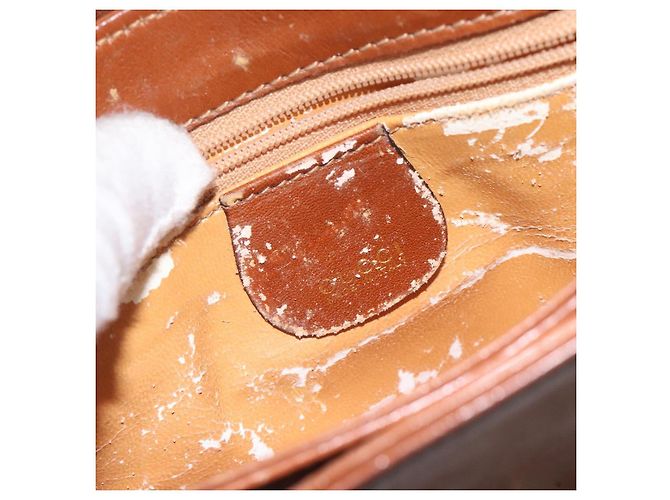 Borsa a Spalla Gucci Bamboo in Pelle Marrone Oro 001 14 1571 Auth fm4767 D'oro - vista 19